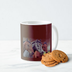 Three Horse Heads Chocolate Coloured Mug 