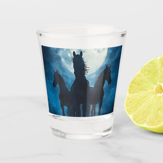 Three Horse Moon Shot Glass (Front)