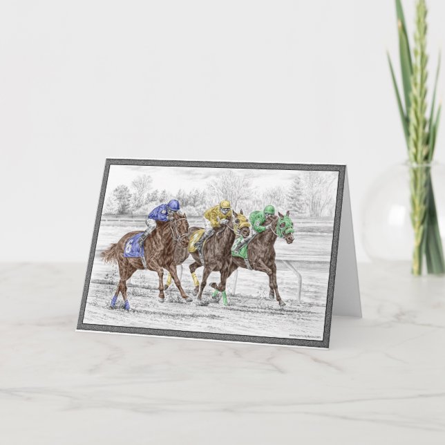 Three Horse Race - Neck and Neck Card (Front)