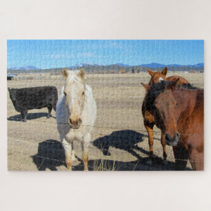 Three Horses and a Cow Jigsaw Puzzle
