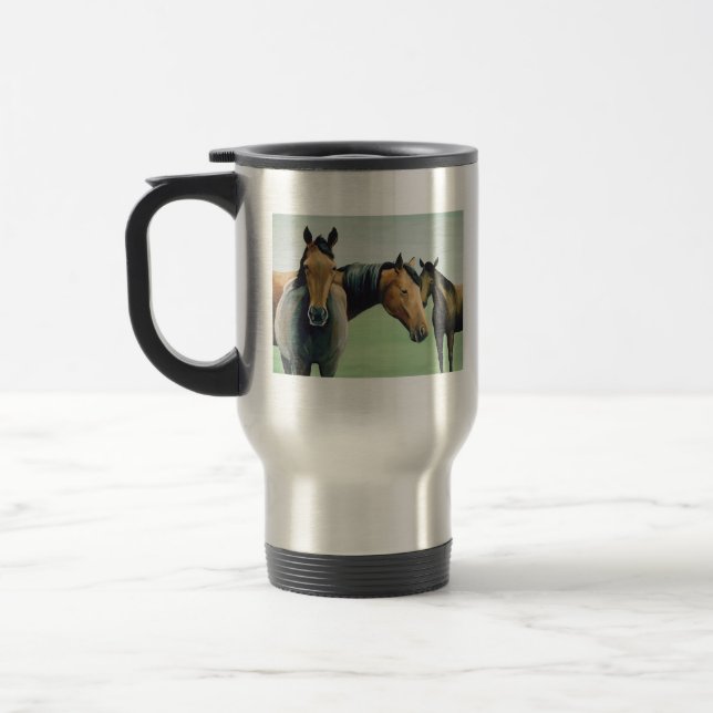 "Three Horses" Art Thermal Mug (Left)
