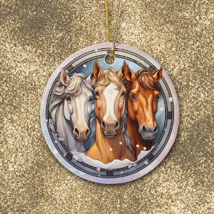 Three Horses Granddaughter Christmas Ceramic Tree Decoration