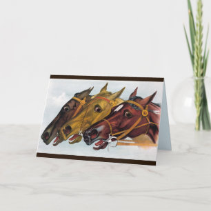 three horses greeting card