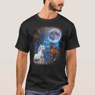 Three Horses Howling At The Moon Weird Meme Horse T-Shirt