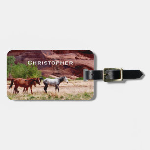 Three Horses in Canyon de Chelly Southwest Bag Luggage Tag