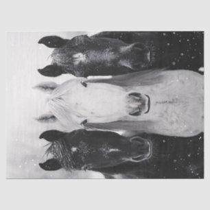 Three Horses in the Snow Decoupage Tissue Paper