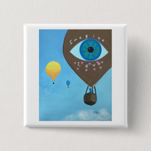 Three Hot Air Balloons Imagine Love Buttons
