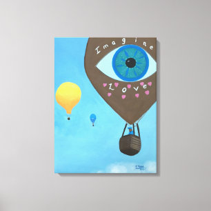 Three Hot Air Balloons Imagine Love Wrapped Canvas