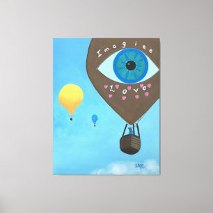 Three Hot Air Balloons Imagine Love Wrapped Canvas