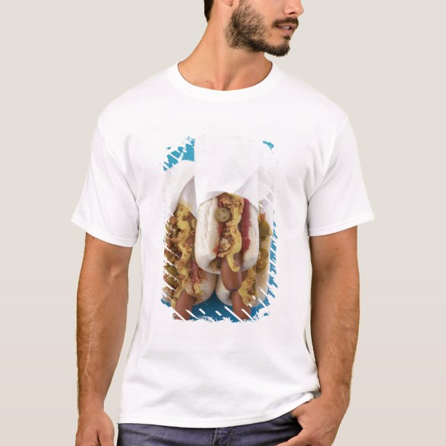 Three hot dogs in buns T-Shirt (Front)