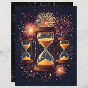 Three Hourglasses New Year's Scrapbook Paper