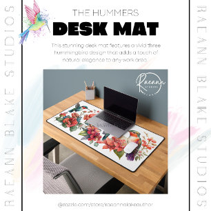 Three Hummingbird Design Desk Mat