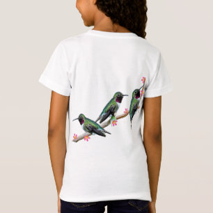 Three Hummingbirds perching on a branch Floss Silt T-Shirt