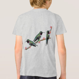 Three Hummingbirds perching on a branch Floss Silt Tri-Blend Shirt