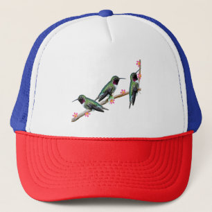 Three Hummingbirds perching on a branch Floss Silt Trucker Hat