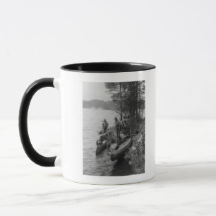 Three Hunters with Canoes at Shore Mug