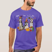 Three Husky Dogs Witch Halloween Mummy Scary Pumpk