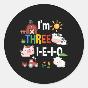 Three I E I O Farm Py 3Rd 3 Yrs Old Classic Round Sticker