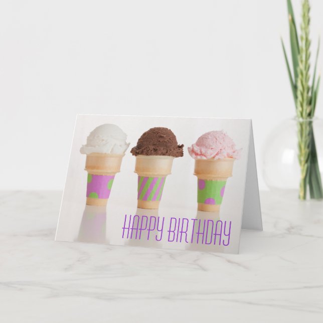 Three Ice Cream Cones Birthday Card (Front)