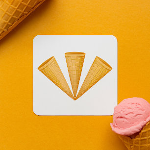 Three Ice Cream Cones Square Sticker