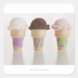 Three ice cream cones square sticker