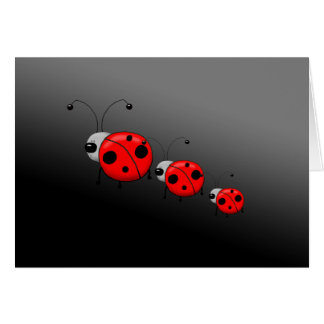 Three Illustrated Ladybugs Greeting Card