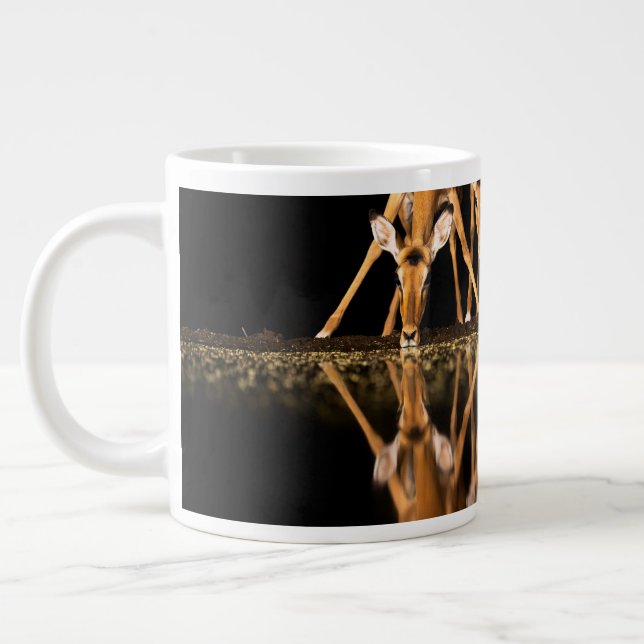 Three Impala Drink Together at Night Large Coffee Mug (Left)