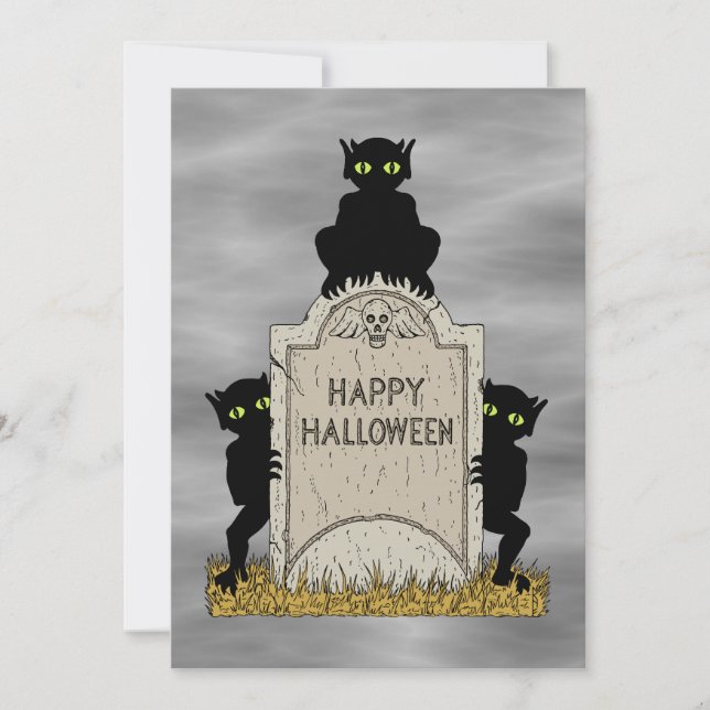 Three Imps Happy Halloween Invitation (Front)