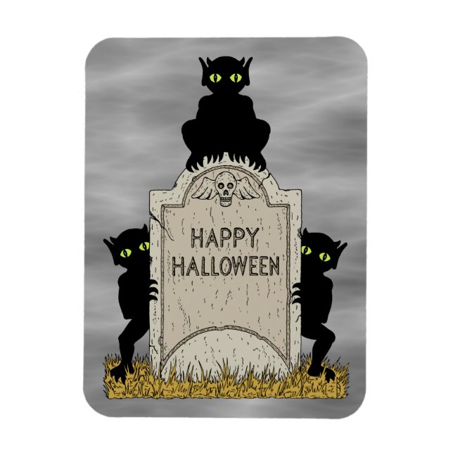 Three Imps Happy Halloween Magnet (Vertical)