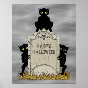 Three Imps Happy Halloween Poster