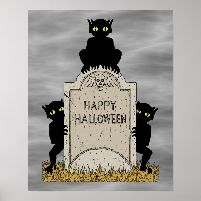 Three Imps Happy Halloween Poster (Front)
