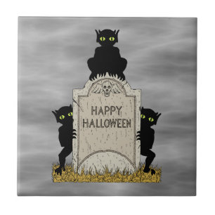 Three Imps Happy Halloween Tile