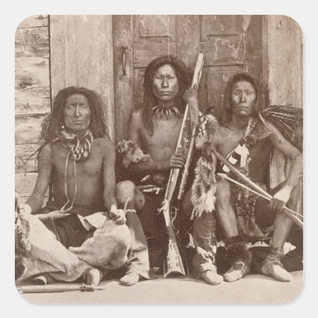 Three Indian Braves, photographed by the Royal Eng Square Sticker (Front)