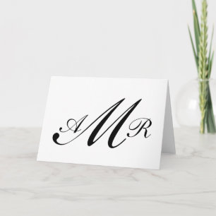Three Initials Black White Monogram Note Cards