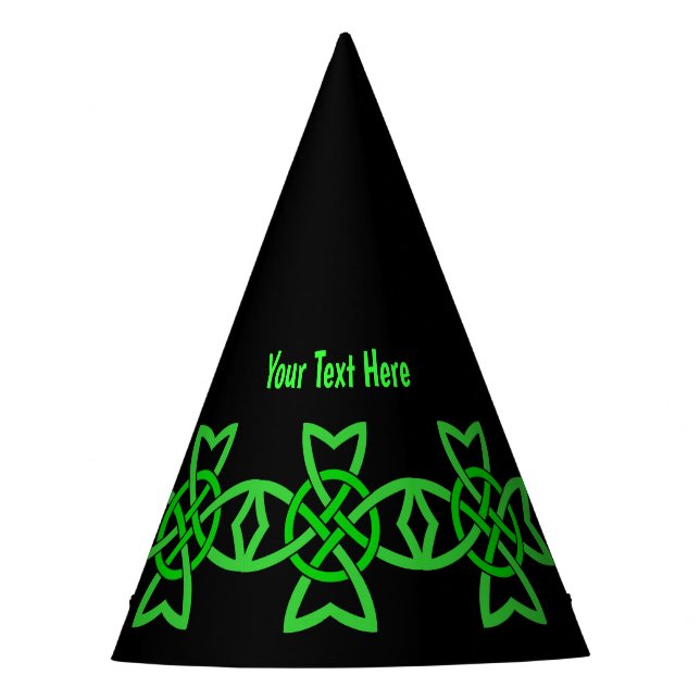 Three Intertwined Celtic Irish Knots Bright Green  Party Hat (Front)