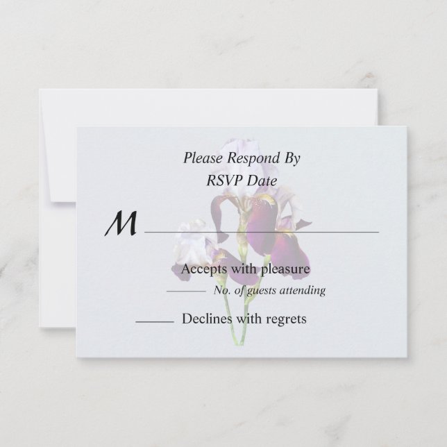 Three Irises in Shades of Magenta RSVP Card (Front)
