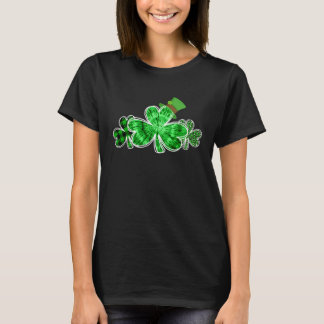 Three Irish Tie Dye Leopard Plaid Shamrocks St Pat T-Shirt