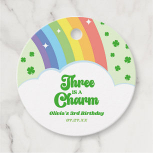 Three Is A Charm Rainbow 3rd Birthday Party Favour Tags