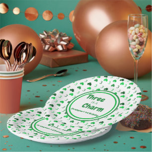 Three Is A Charm St Patrick's Day 3rd Birthday Paper Plate