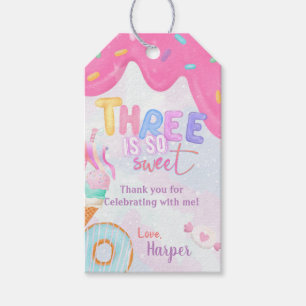 three is so sweet birthday gift tags
