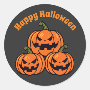 Three jack o'lantern pumpkins classic round sticker