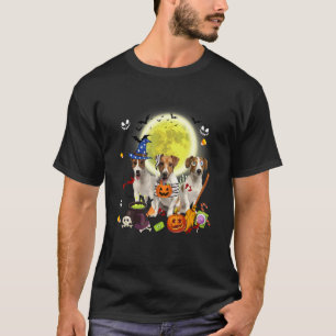Three Jack Russell Terrier Dogs Witch Scary Mummy  T-Shirt