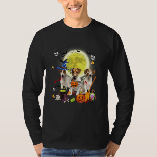Three Jack Russell Terrier Dogs Witch Scary Mummy  T-Shirt