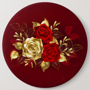 Three Jewellery Roses 6 Cm Round Badge