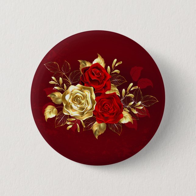 Three Jewellery Roses 6 Cm Round Badge (Front)