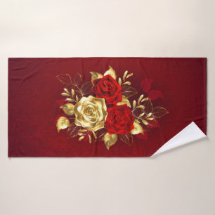 Three Jewellery Roses Bath Towel