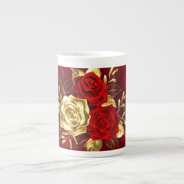 Three Jewellery Roses Bone China Mug (Front)