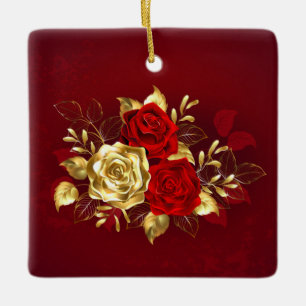 Three Jewellery Roses Ceramic Ornament