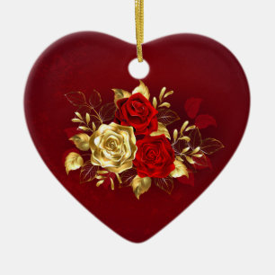 Three Jewellery Roses Ceramic Tree Decoration