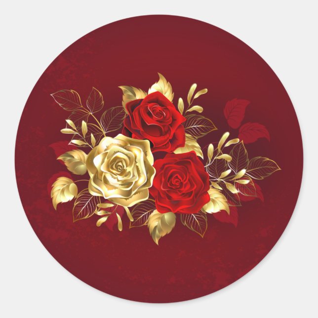 Three Jewellery Roses Classic Round Sticker (Front)